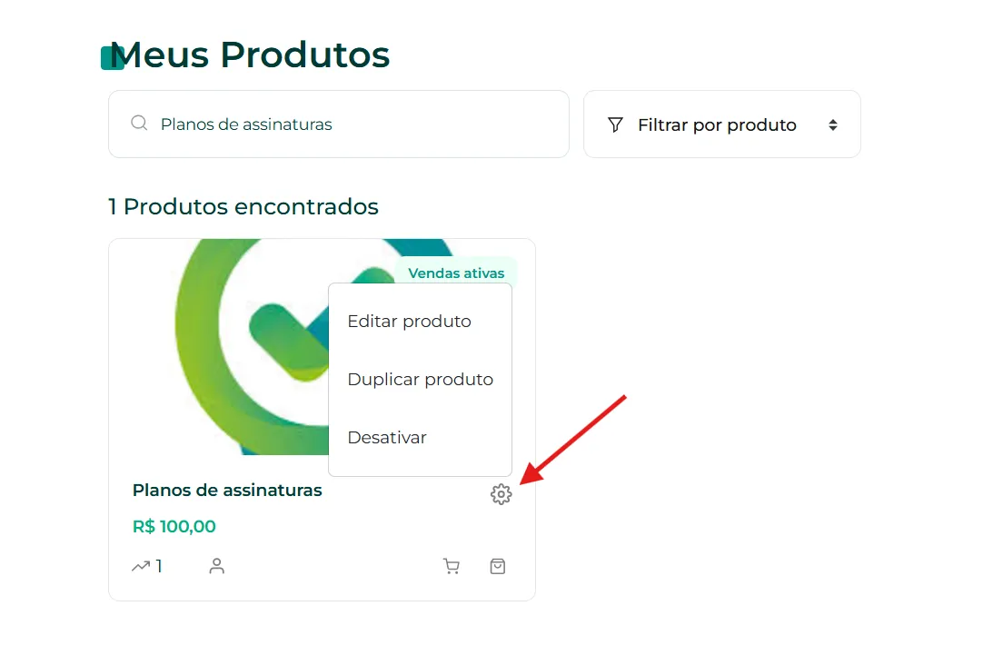Engrenagem de edição do produto