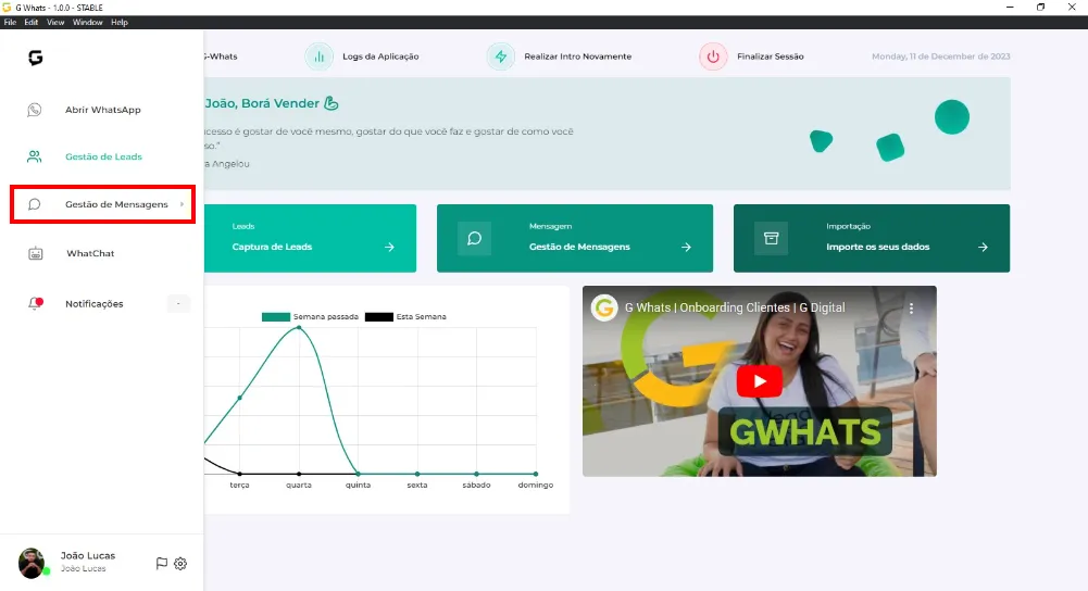 Tela da Greenn Sales: Com o seu aplicativo feito acesso e conectado ao seu número de telefone, vamos clicar em