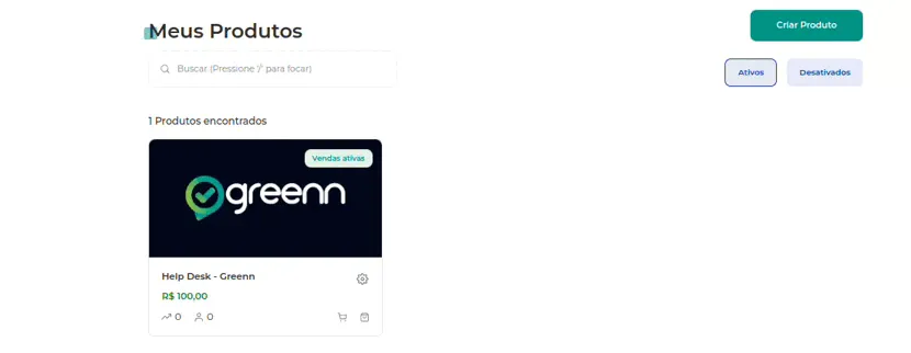 Engrenagem de configuração com a opção Editar Produto