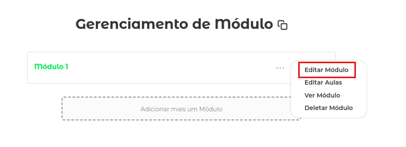 Opção Editar Módulo