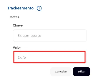 Campo Valor da meta preenchido
