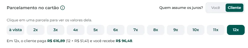 Simulação com juros repassados ao cliente final