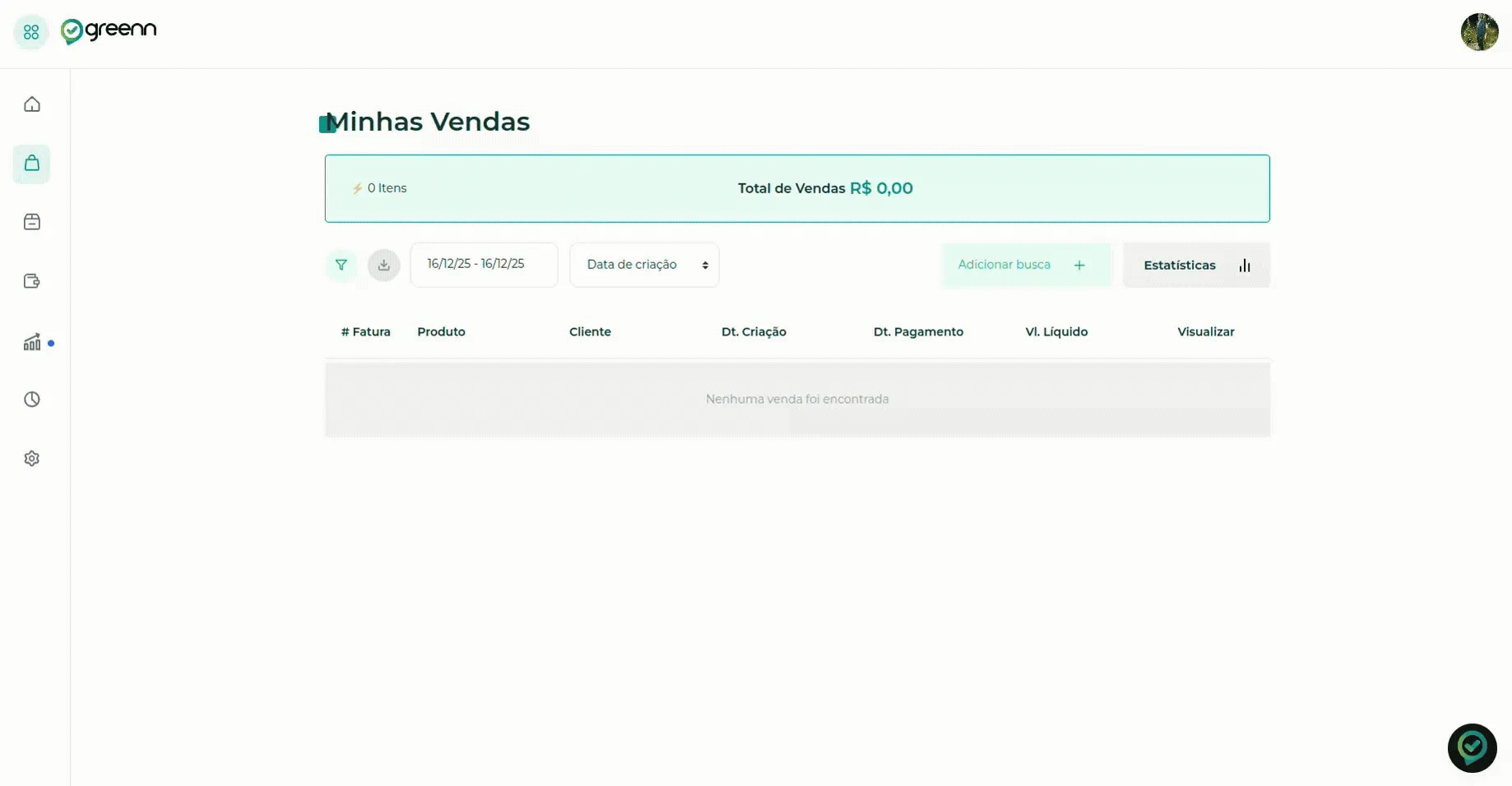 Filtro de data na tela de vendas