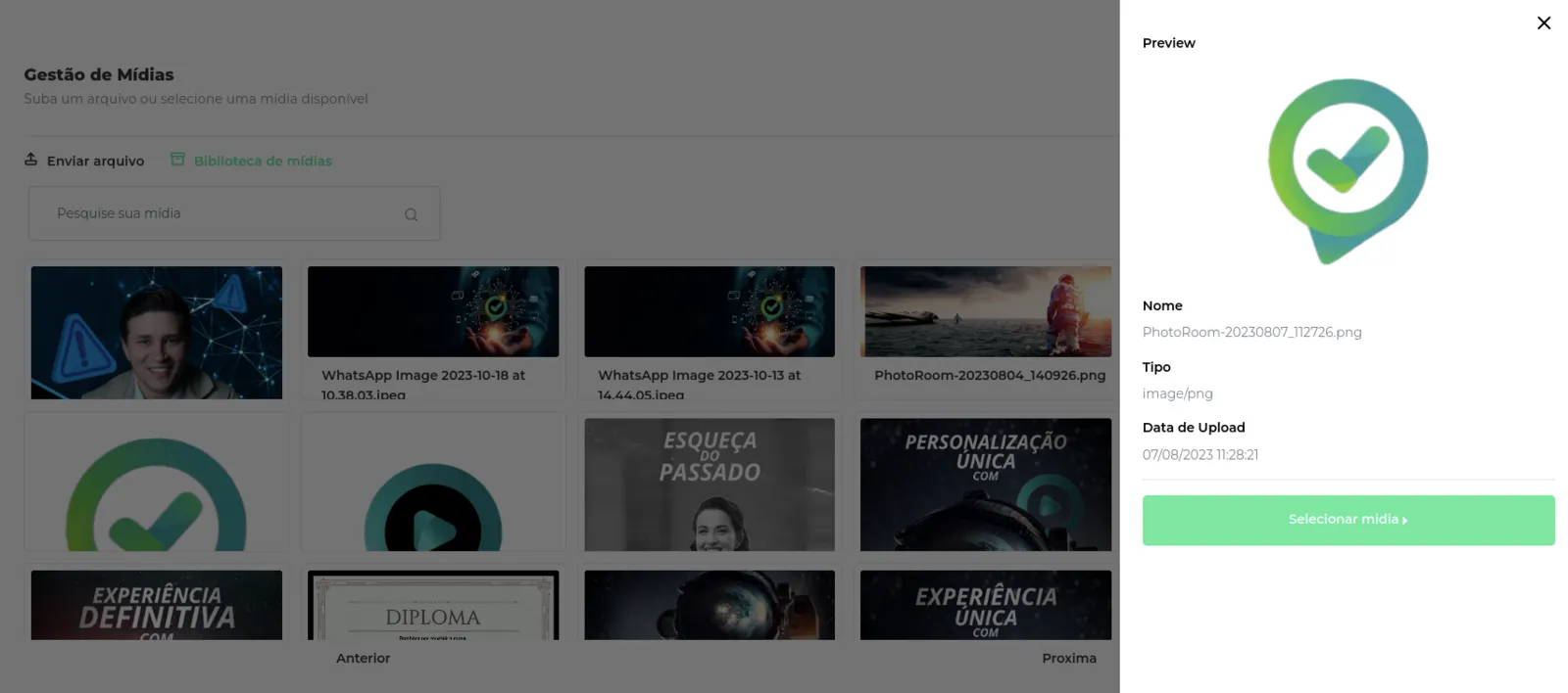 Biblioteca de Mídias com a imagem do logotipo