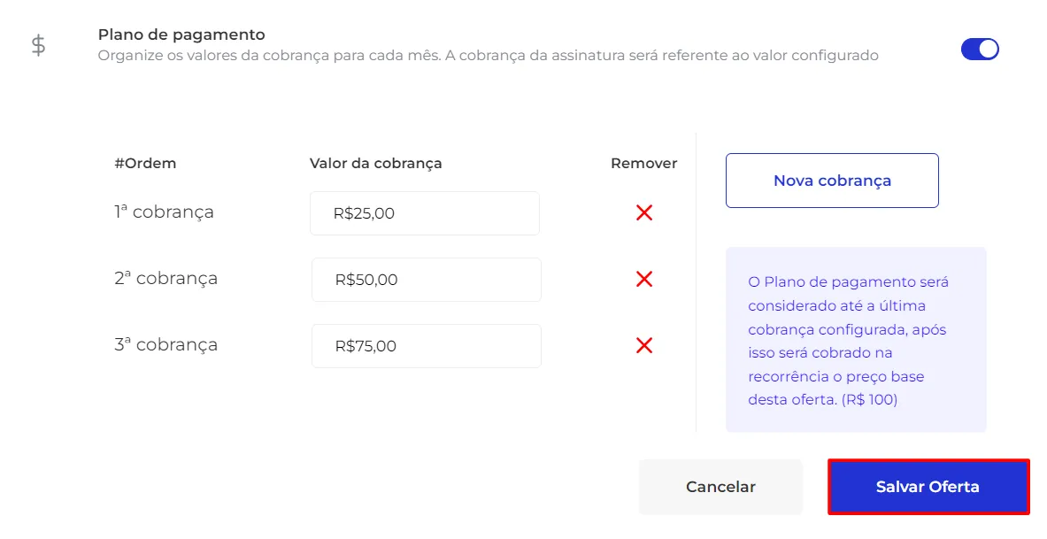 Botão Salvar Oferta