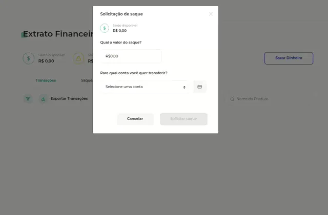 Gravação da opção de adicionar conta bancária