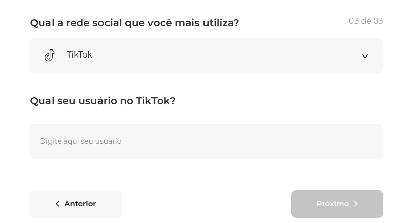 Confirmação dos dados informados no cadastro