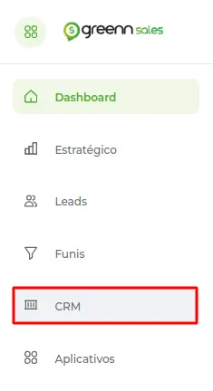 Tela do passo: Agora Dashboard selecione a opção CRM