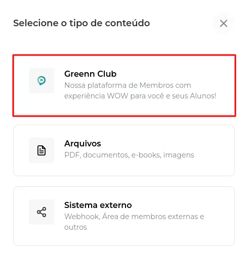 Opção GreennClub