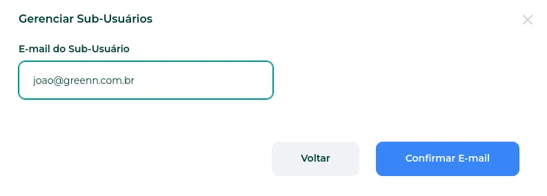 Campo de e-mail do convidado com o botão Confirmar E-mail