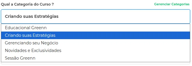 Seleção da nova categoria