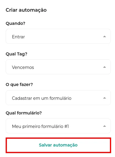 Botão Salvar Automação