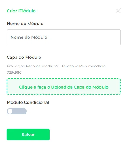 Tela de configurações do módulo