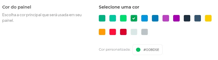 Seletor de cor padrão e cor personalizada