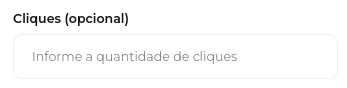 Tela do passo: Adicione a Quantidade de Cliques (Opcional)