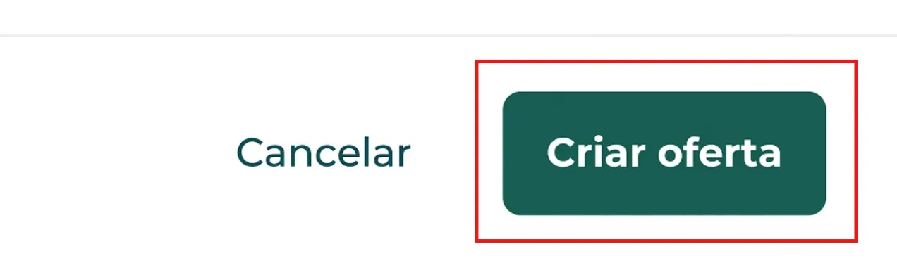 Botão Criar oferta ao final do formulário