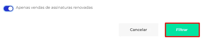 Lista filtrada com as vendas de recorrência