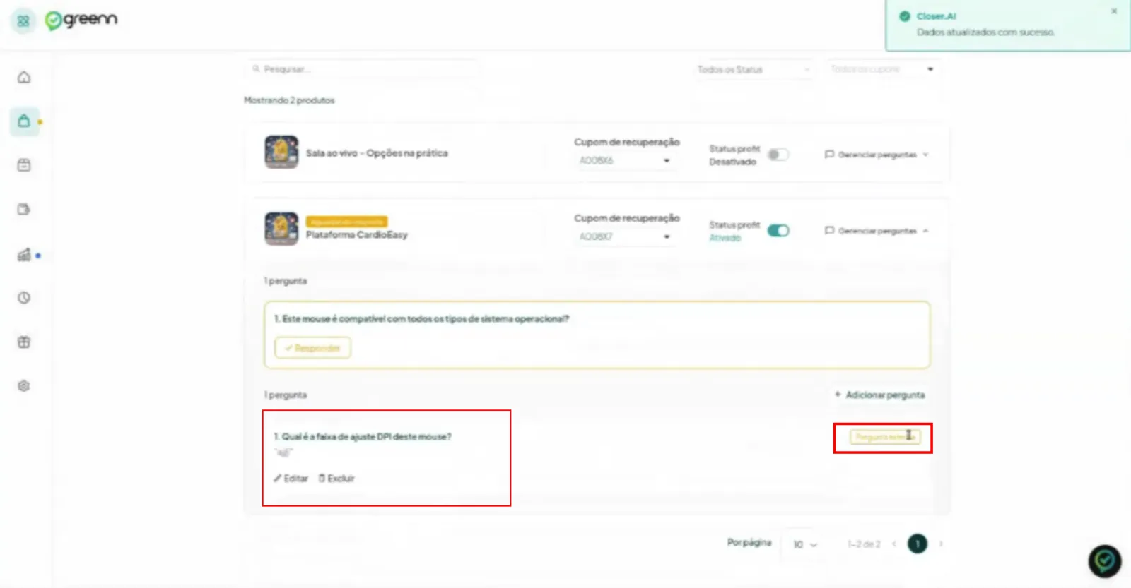 Pergunta com a tag de pergunta deixada pela IA