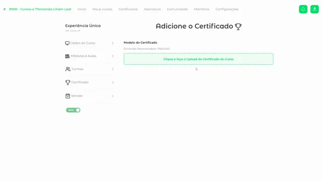 Gravação adicionando a imagem do certificado