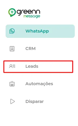 Aba Leads no menu suspenso