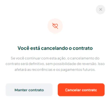 Janela de confirmação do cancelamento