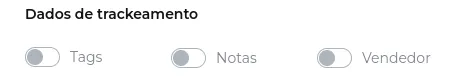 Tela do passo: Dados de Trackeamento