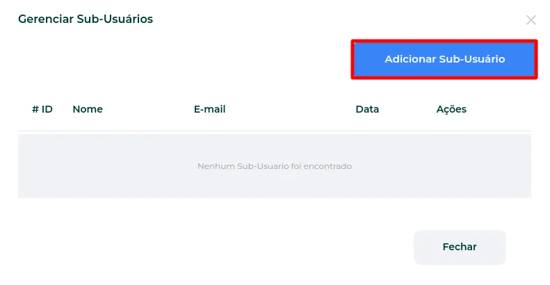 Botão Adicionar Sub-Usuário no grupo