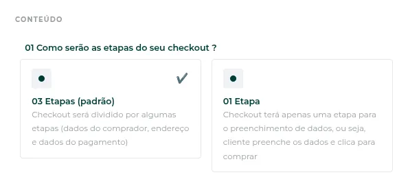 Checkout dividido em etapas