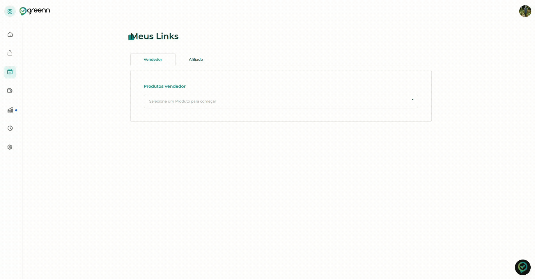 Lista de produtos na tela de Links