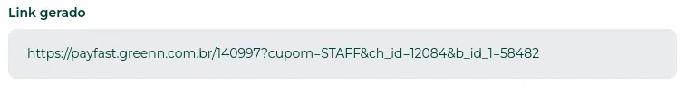 Botões de copiar e cadastrar o link