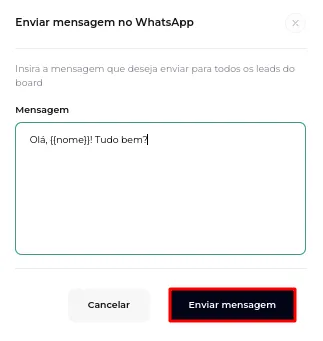 Aqui vocẽ pode estar digitando sua abordagem e clicando em enviar mensagem.
