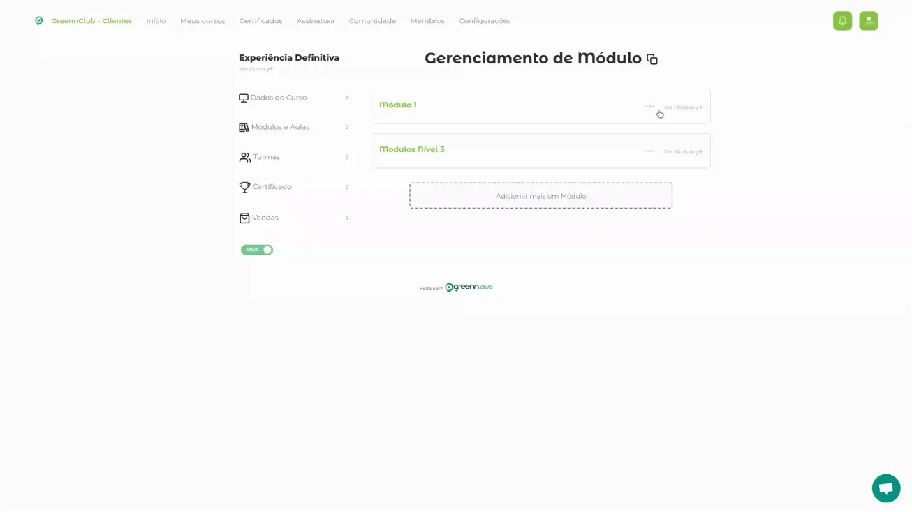 Gravação do menu de três pontinhos do módulo