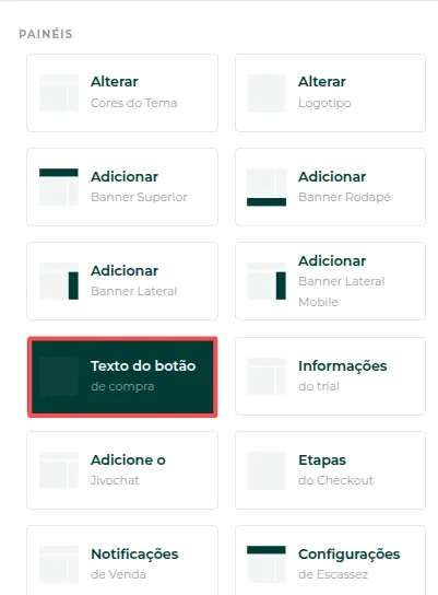 Campo de texto do botão de compra