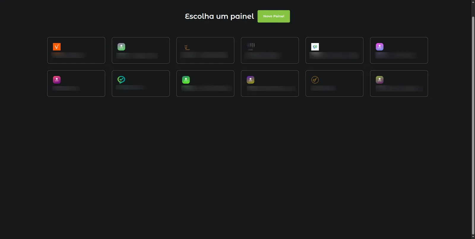 Lista com todos os painéis