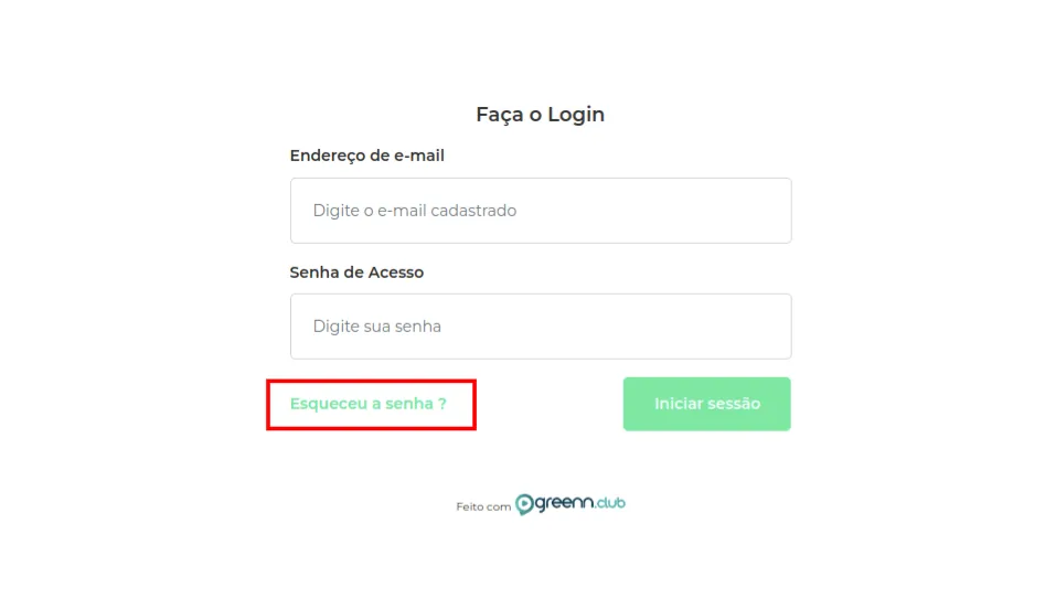Tela de login da área de membros com o link Esqueceu a Senha