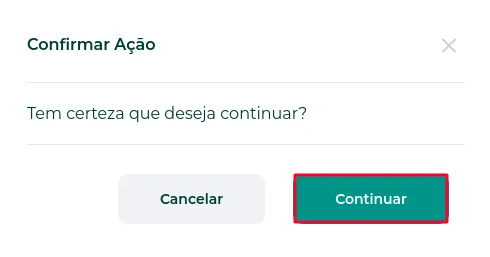 Janela de confirmação do cancelamento da assinatura