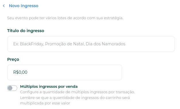 Formulário de novo ingresso