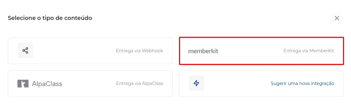 Lista de conteúdos com a Memberkit