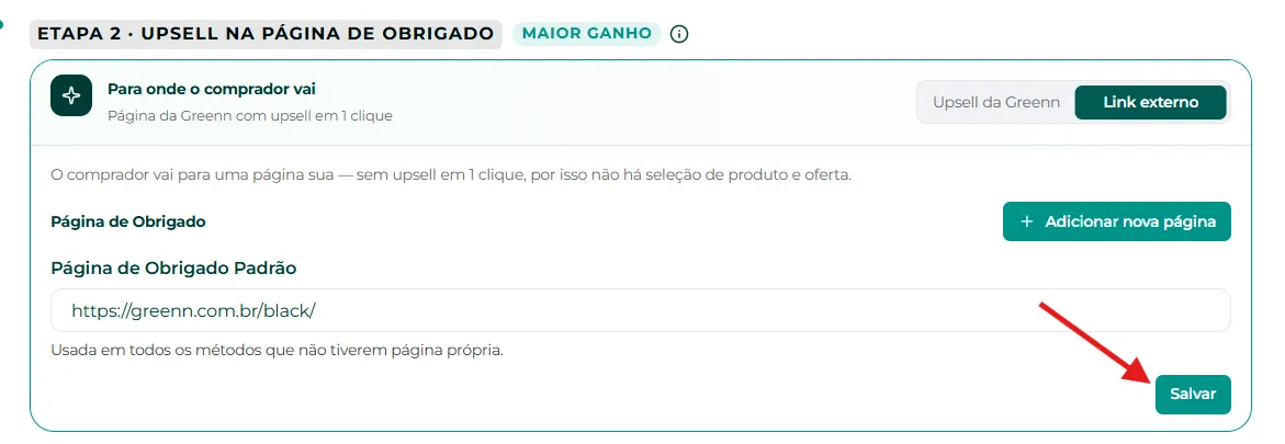Botão Salvar do funil