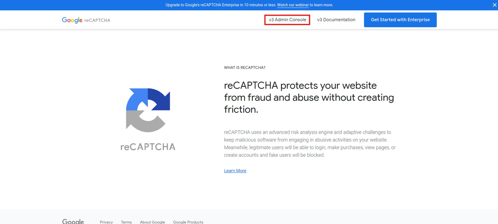 Tela da Greenn Sales: Clique em V3 Admin Console