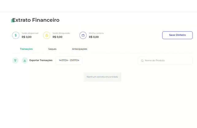 Gravação da aba Filtros do Extrato com os tipos de transação