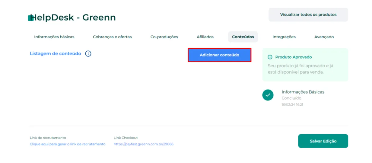 Botão Adicionar Conteúdo