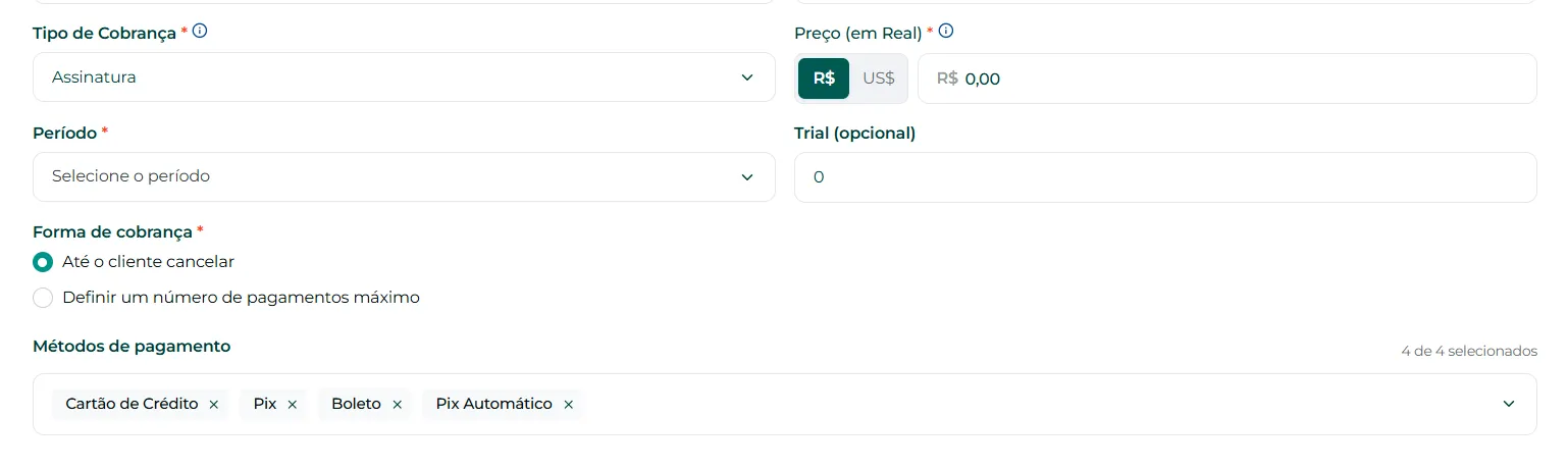 Campos de valor para a oferta internacional