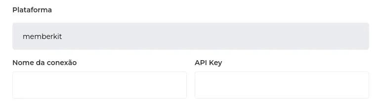 Campos Nome da conexão e API Key