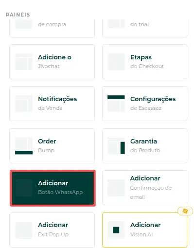 Campo do botão de WhatsApp