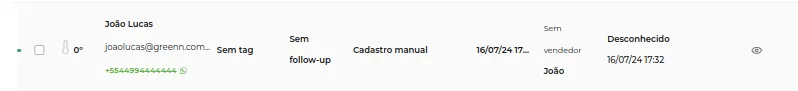 Tela do passo: E prontinho, seu lead foi adicionado manualmente no seu painel