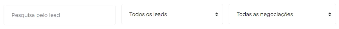 Filtros de pesquisa pelo lead