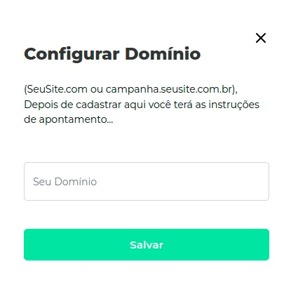 Campo para digitar o domínio