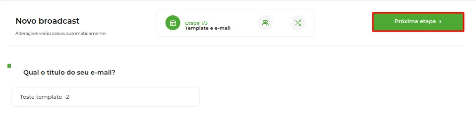 Botão Próxima etapa