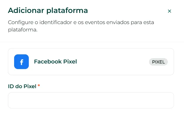 Campo para o ID do pixel